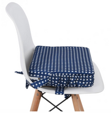 Load image into Gallery viewer, Chair Booster Cushion for dining at the table *Blue Stars*
